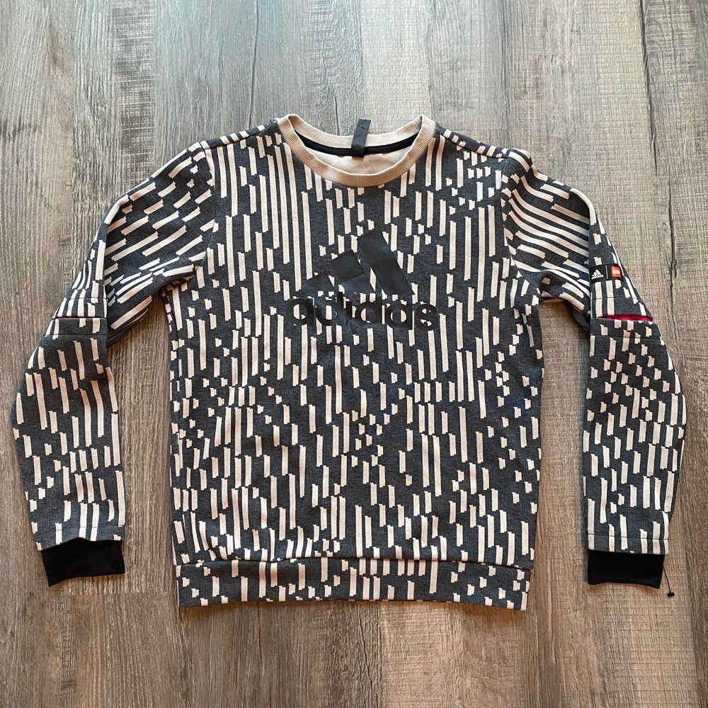 Adidas Kids X Lego Blocks Gray Crew Neck Long Sleeve Sweatshirt Medium